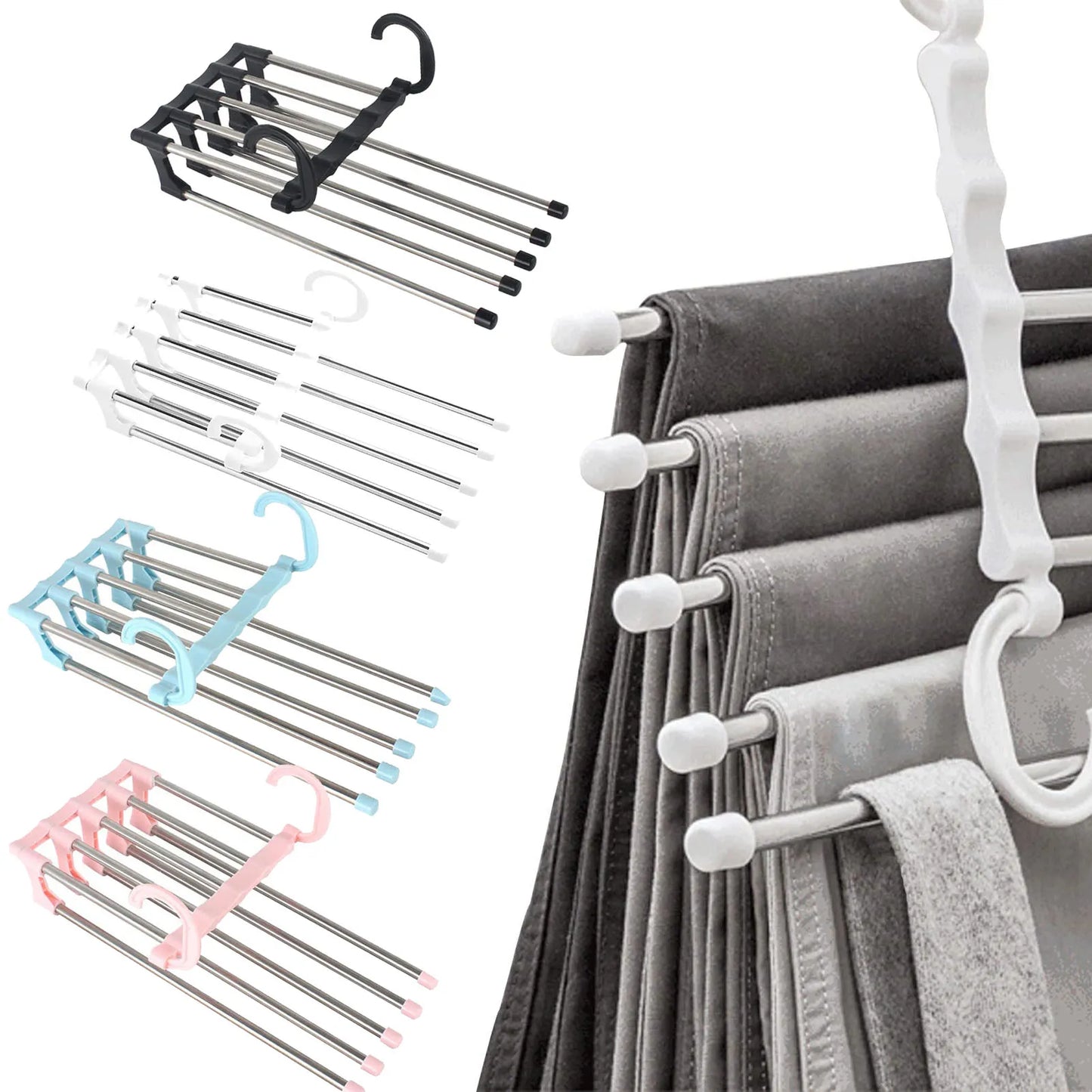 Folding Pants Storage Multifunctional Hanger for Pant Rack Hanger Clothes Organizer Hangers Save Wardrobe Space Bedroom Closets